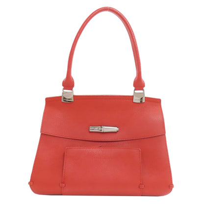 Longchamp ロンシャン ロゴ ハンドバッグ レザー レディース 中古