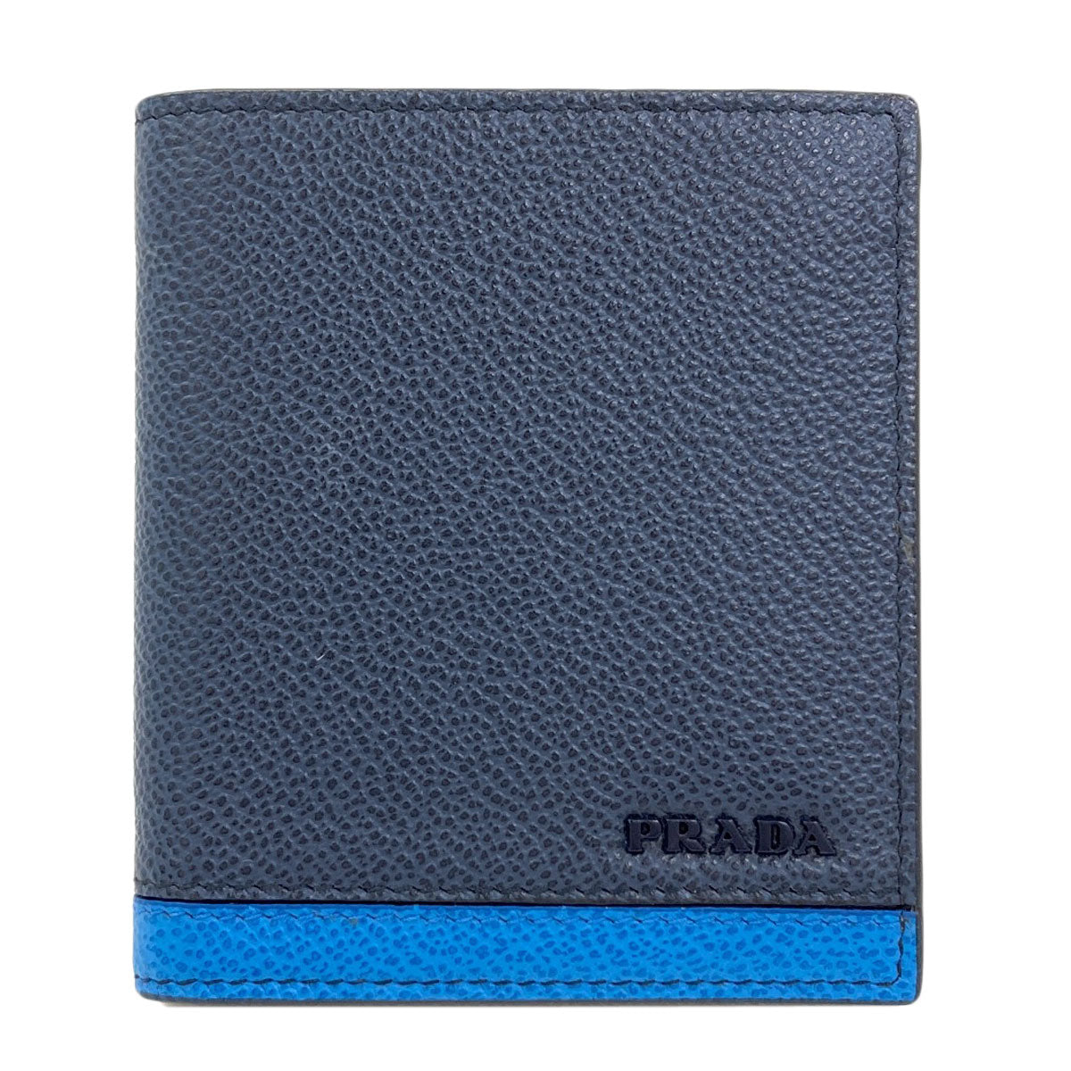 PRADA プラダ ロゴ 二つ折り財布（小銭入れなし） レザー レディース 中古