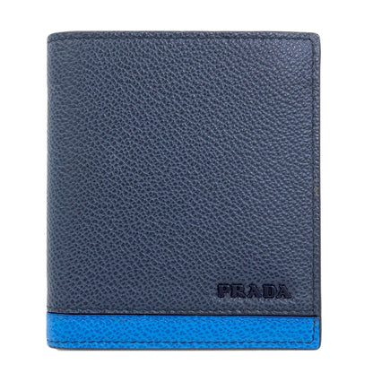 PRADA プラダ ロゴ 二つ折り財布（小銭入れなし） レザー レディース 中古