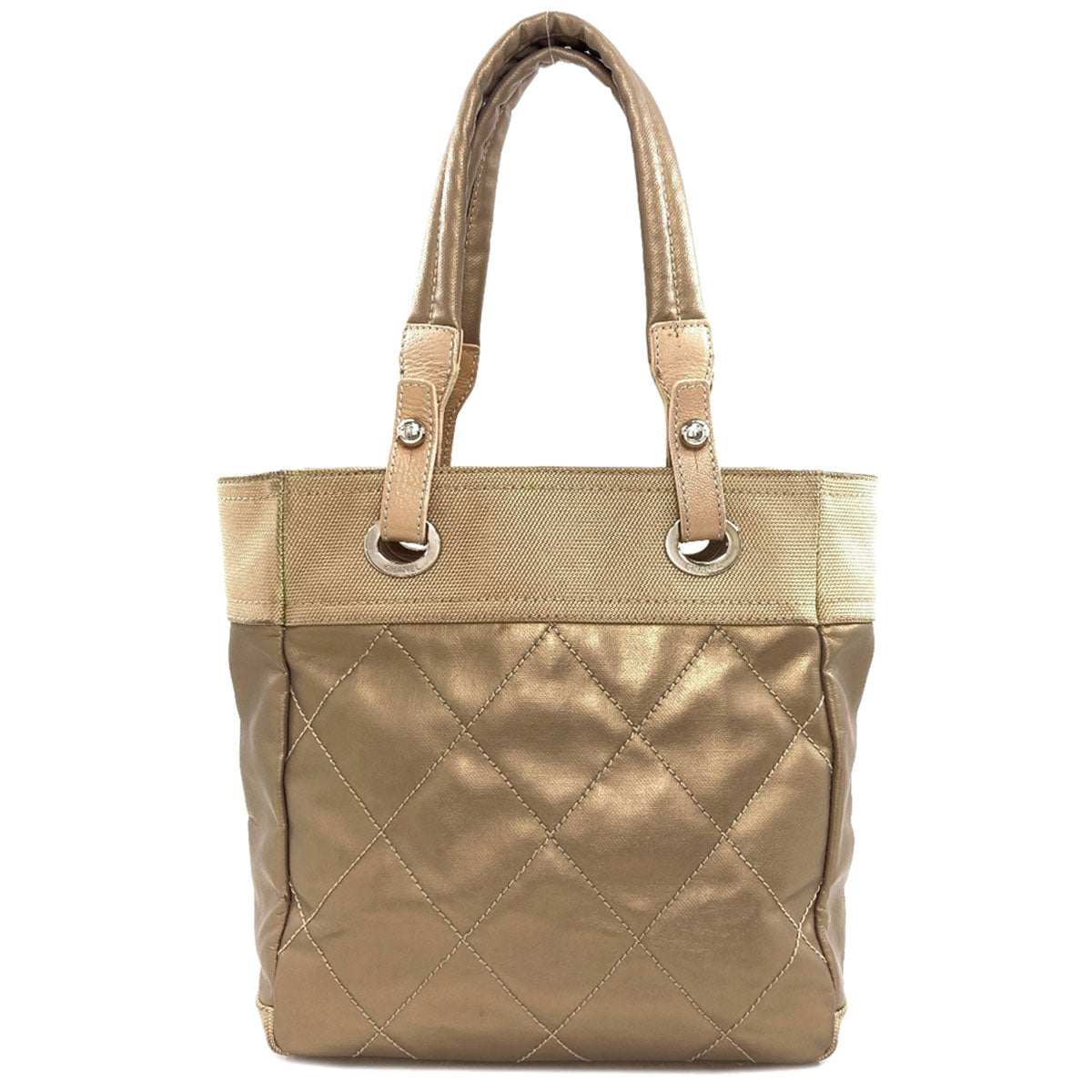 CHANEL シャネル パリビアリッツPM シルバー金具 トートバッグ キャンバス レディース 中古