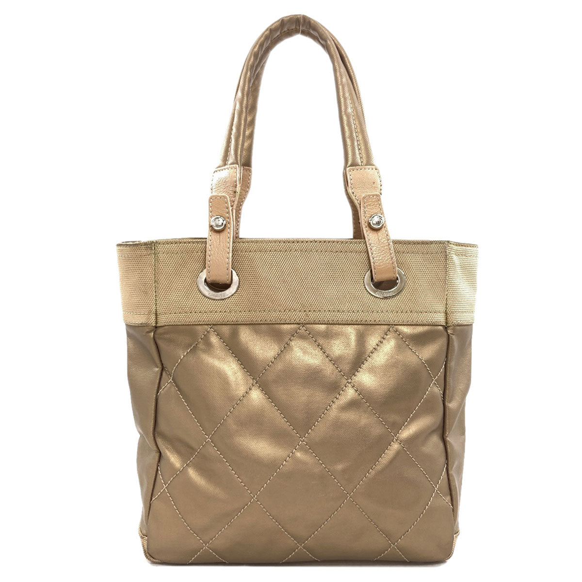 CHANEL シャネル パリビアリッツPM シルバー金具 トートバッグ キャンバス レディース 中古