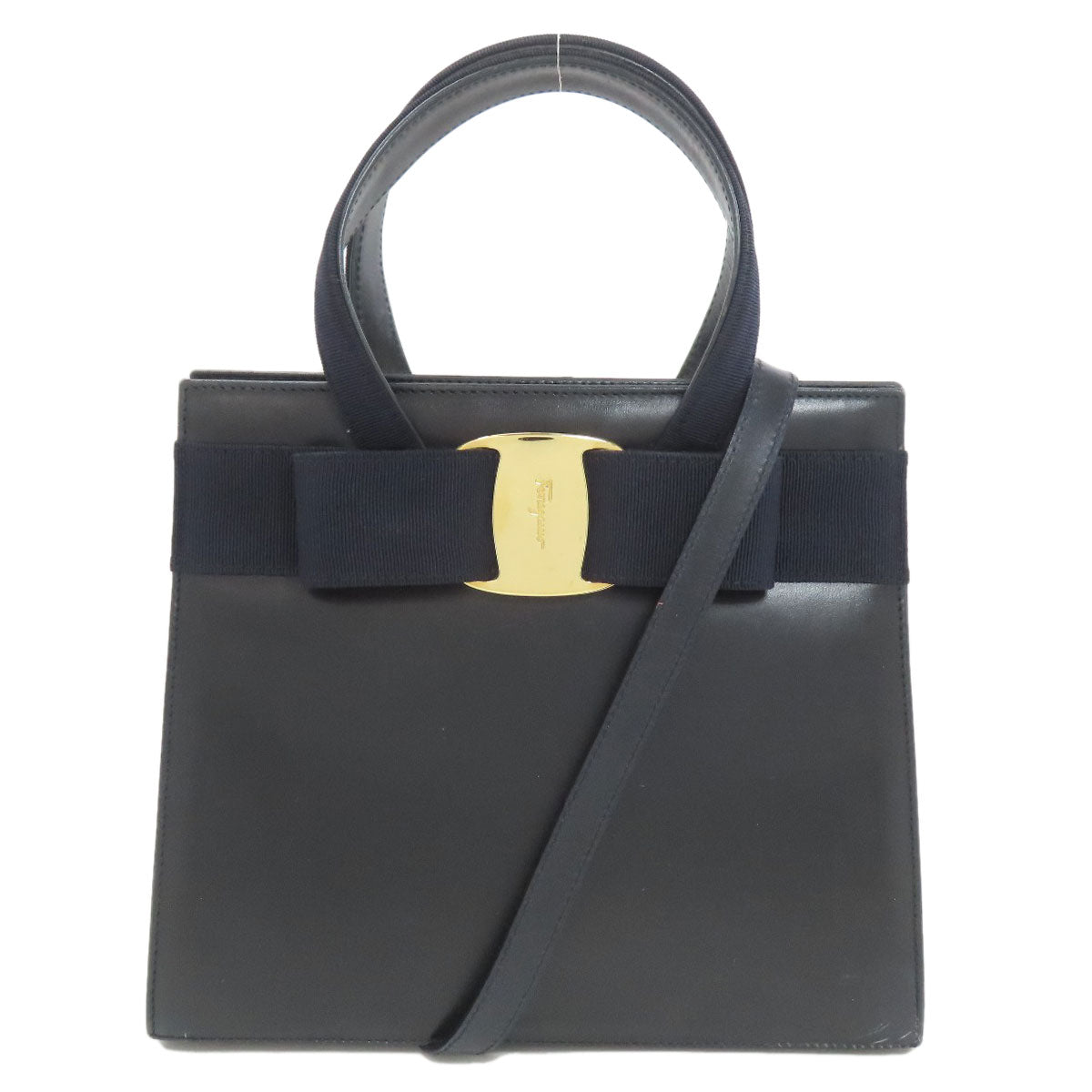Salvatore Ferragamo サルヴァトーレフェラガモ ヴァラリボン 2WAY ハンドバッグ レザー レディース 中古