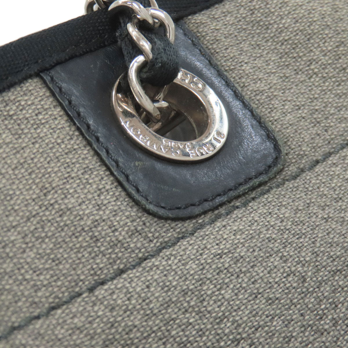 CHANEL シャネル ドーヴィル シルバー金具 トートバッグ キャンバス レディース 中古
