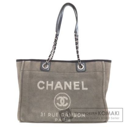 CHANEL シャネル ドーヴィル シルバー金具 トートバッグ キャンバス レディース 中古