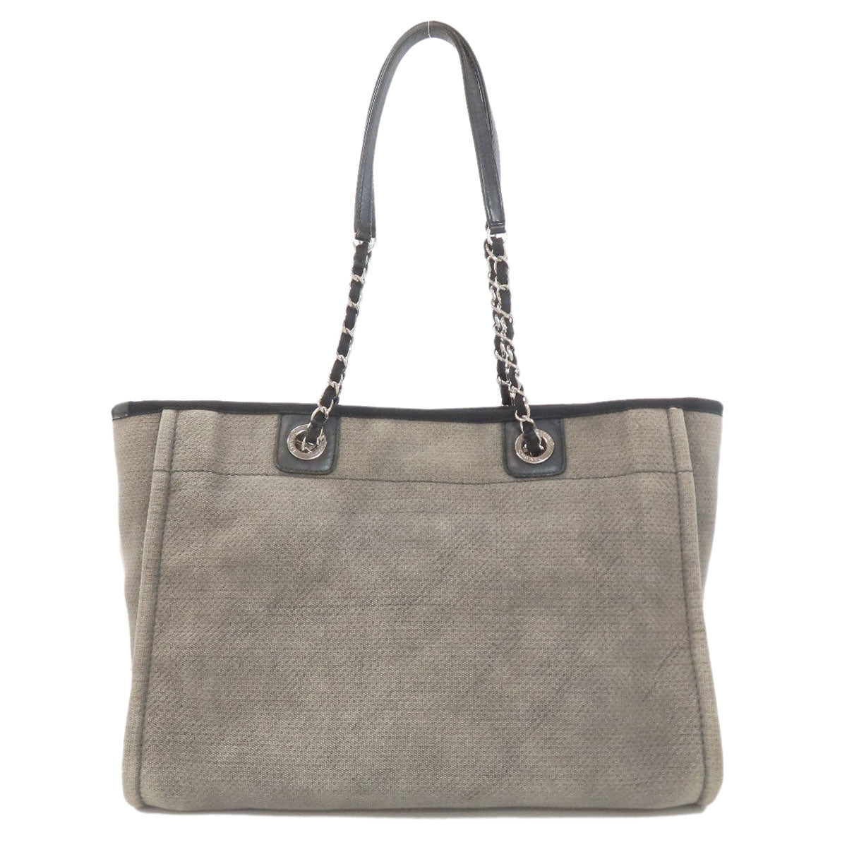 CHANEL シャネル ドーヴィル シルバー金具 トートバッグ キャンバス レディース 中古