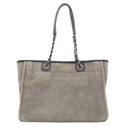 CHANEL シャネル ドーヴィル シルバー金具 トートバッグ キャンバス レディース 中古