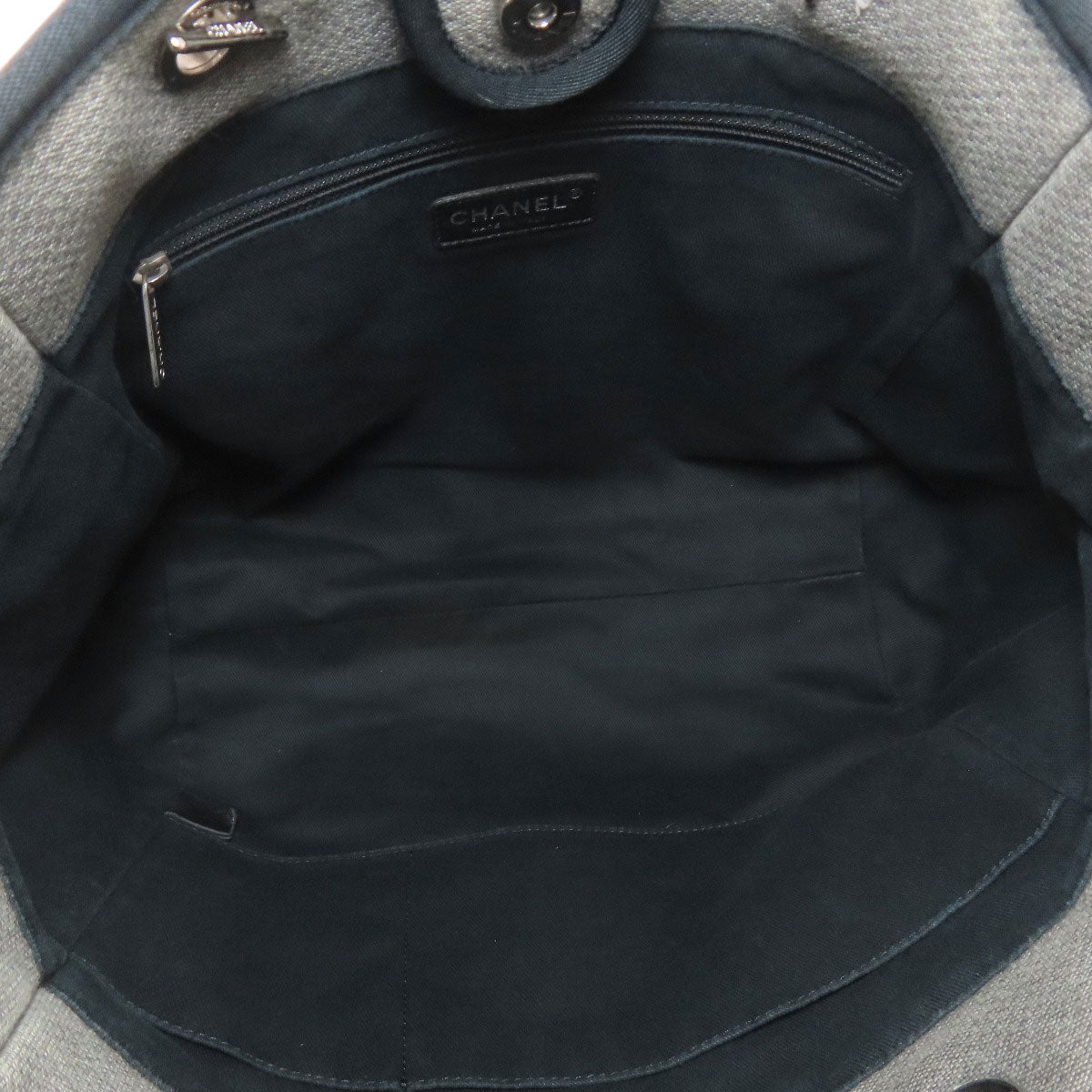 CHANEL シャネル ドーヴィル シルバー金具 トートバッグ キャンバス レディース 中古