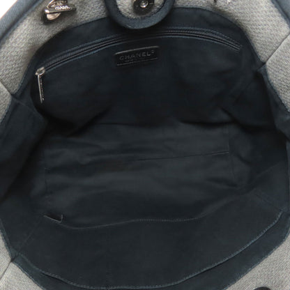 CHANEL シャネル ドーヴィル シルバー金具 トートバッグ キャンバス レディース 中古