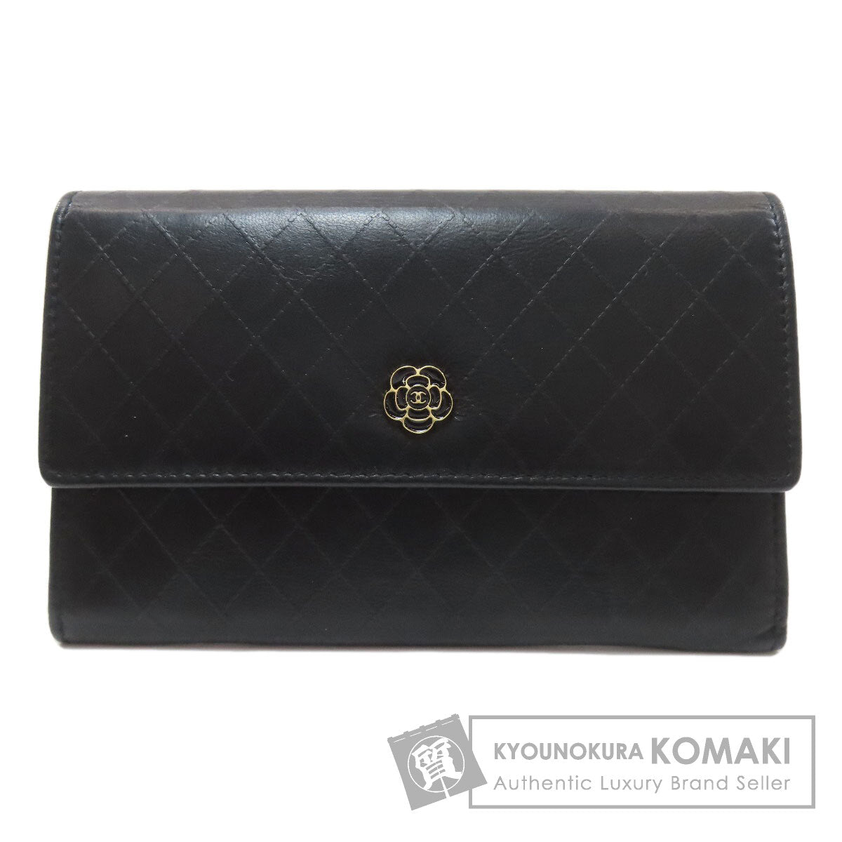 CHANEL シャネル カメリア マトラッセ 銀座限定 ゴールド金具 長財布（小銭入れあり） ラムスキン レディース 中古