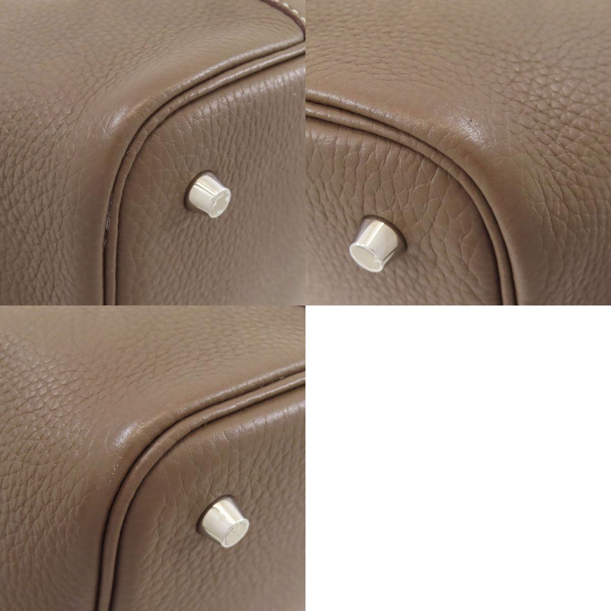 HERMES エルメス ピコタンロックMM エトープ シルバー金具 ハンドバッグ トリヨン レディース 中古
