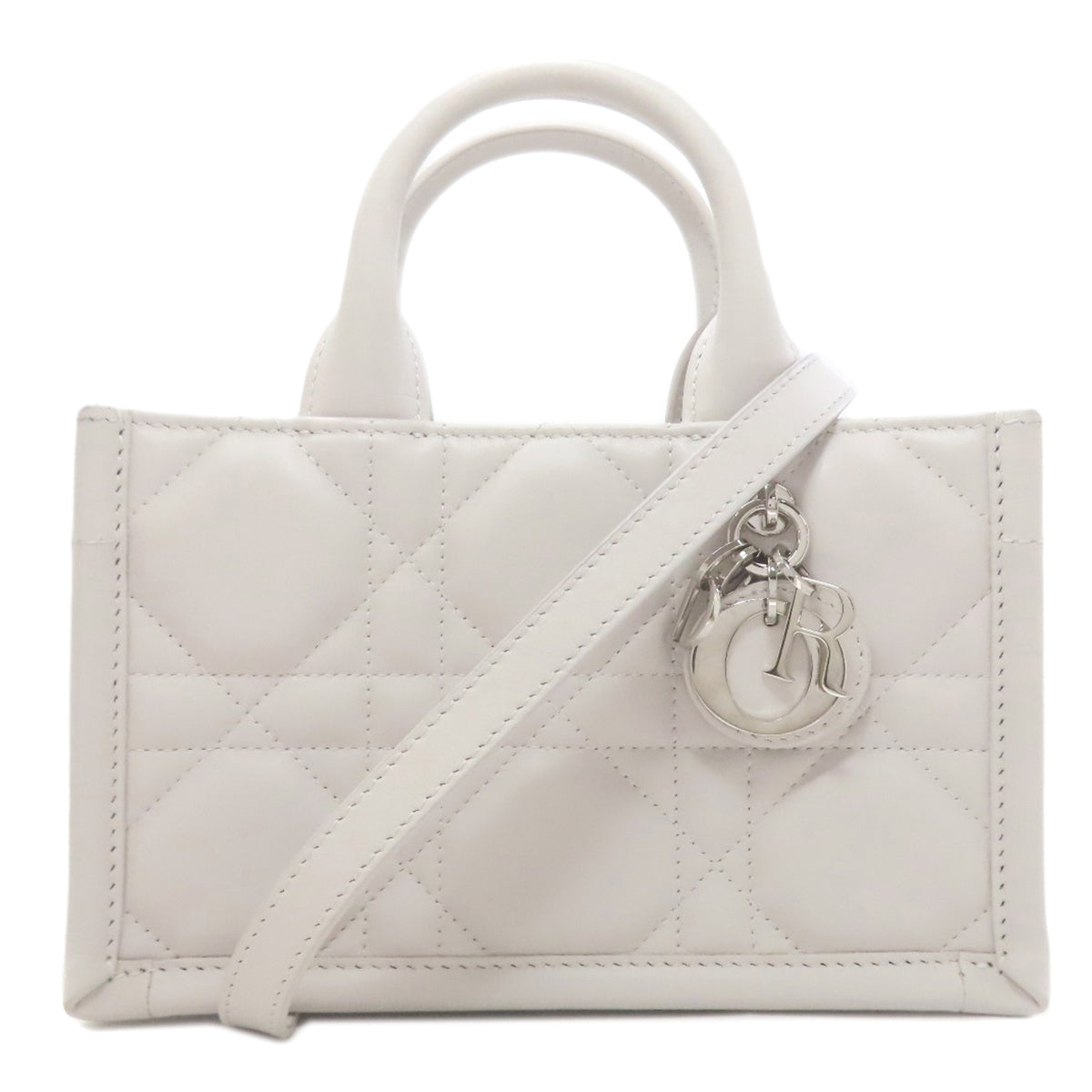 CHRISTIAN DIOR クリスチャンディオール ブックトート ミニ マクロ カナージュ 2WAY ハンドバッグ カーフ レディース 中古