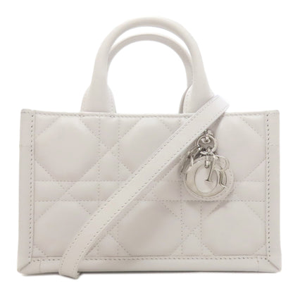 CHRISTIAN DIOR クリスチャンディオール ブックトート ミニ マクロ カナージュ 2WAY ハンドバッグ カーフ レディース 中古