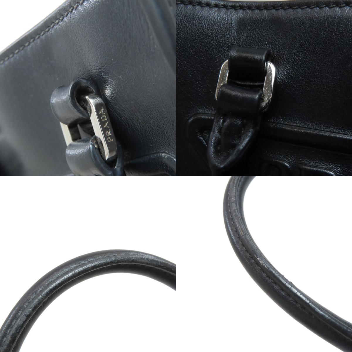 PRADA プラダ 1BA333 エンボスロゴ 2WAY ハンドバッグ ソフトカーフ レディース 中古