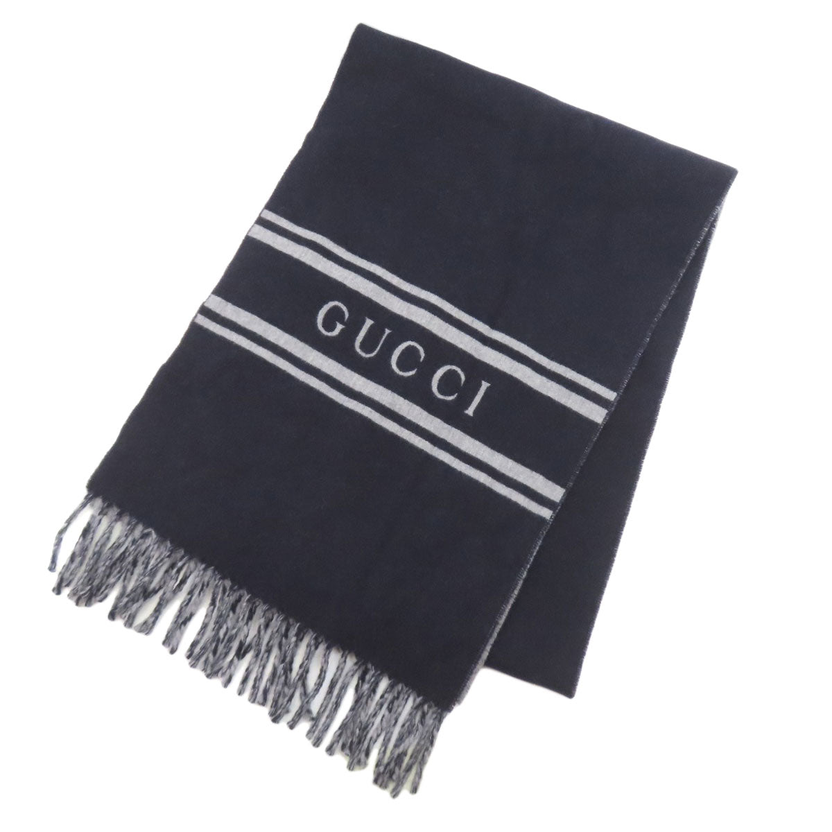 GUCCI グッチ 795304 ロゴ マフラー カシミヤ レディース 中古