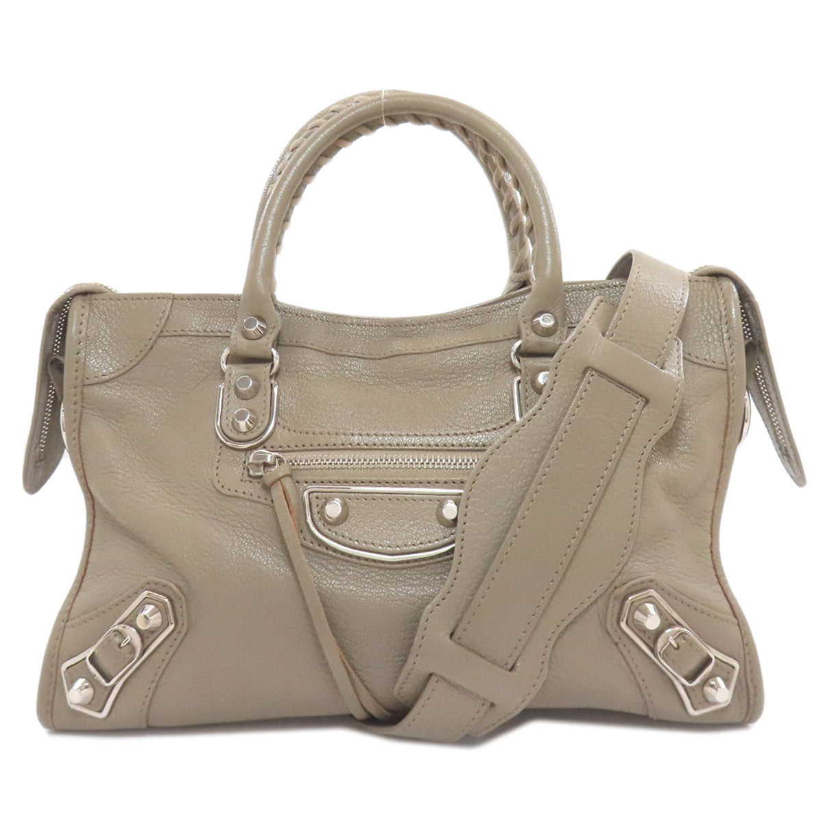 BALENCIAGA バレンシアガ 432831 クラシック メタリック エッジ シティS ハンドバッグ カーフ レディース 中古