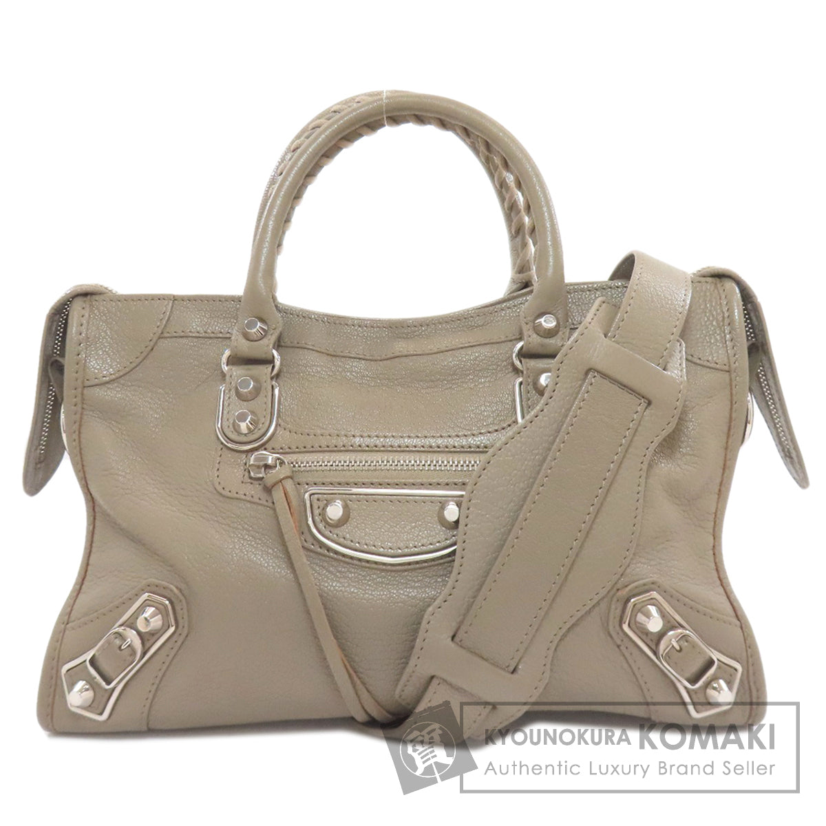 BALENCIAGA バレンシアガ 432831 クラシック メタリック エッジ シティS ハンドバッグ カーフ レディース 中古