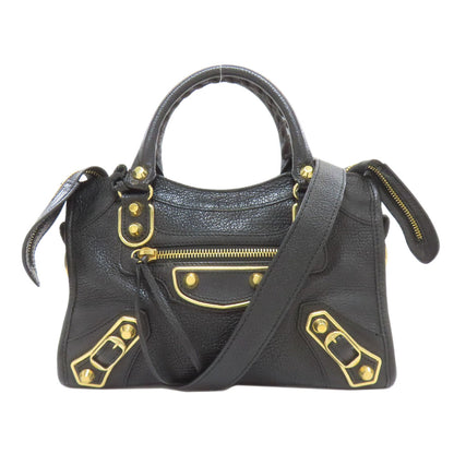 BALENCIAGA バレンシアガ 390160 クラシック メタリック エッジ ミニシティ 2WAY ハンドバッグ カーフ レディース 中古