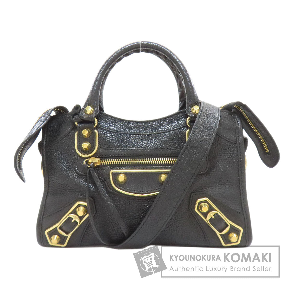 BALENCIAGA バレンシアガ 390160 クラシック メタリック エッジ ミニシティ 2WAY ハンドバッグ カーフ レディース 中古
