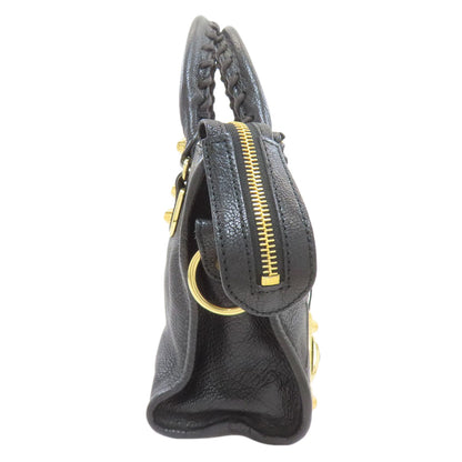 BALENCIAGA バレンシアガ 390160 クラシック メタリック エッジ ミニシティ 2WAY ハンドバッグ カーフ レディース 中古