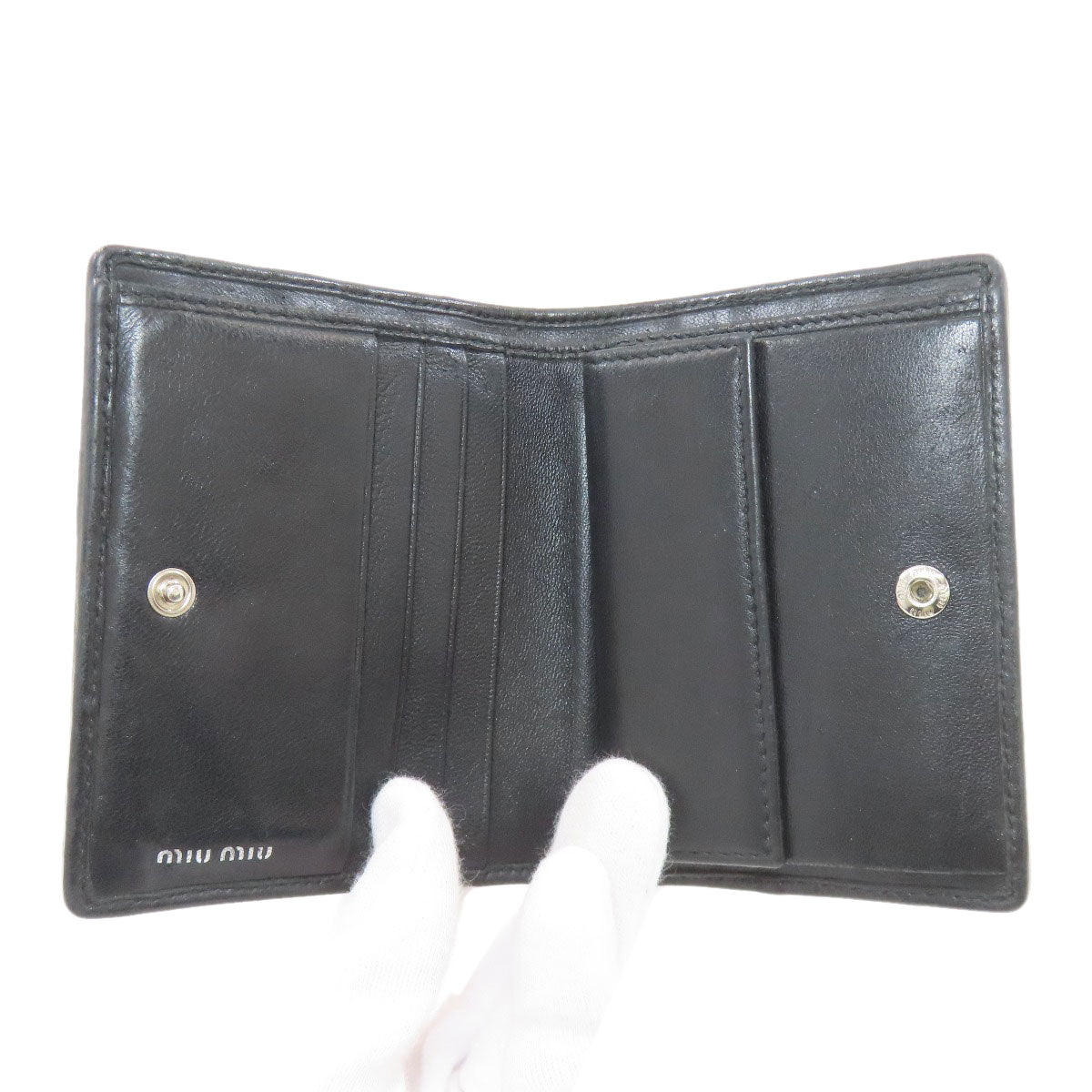 MIUMIU ミュウミュウ 編み込み 二つ折り財布（小銭入れあり） レザー レディース 中古