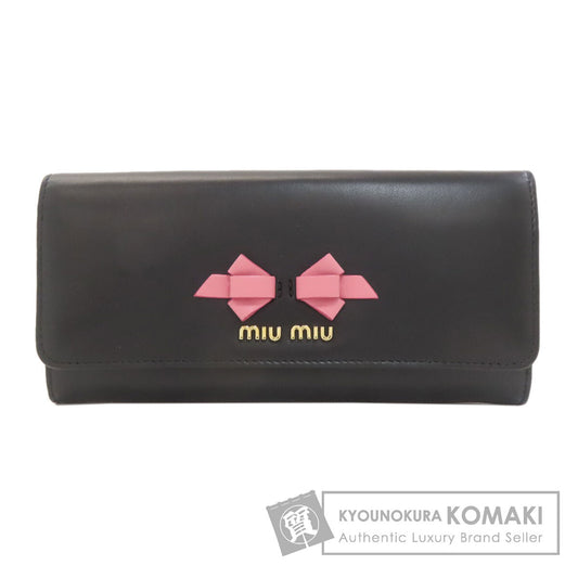 MIUMIU ミュウミュウ リボンモチーフ 長財布（小銭入れあり） レザー レディース 中古
