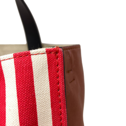 MARNI マルニ ストライプ 2WAY トートバッグ キャンバス レディース 中古
