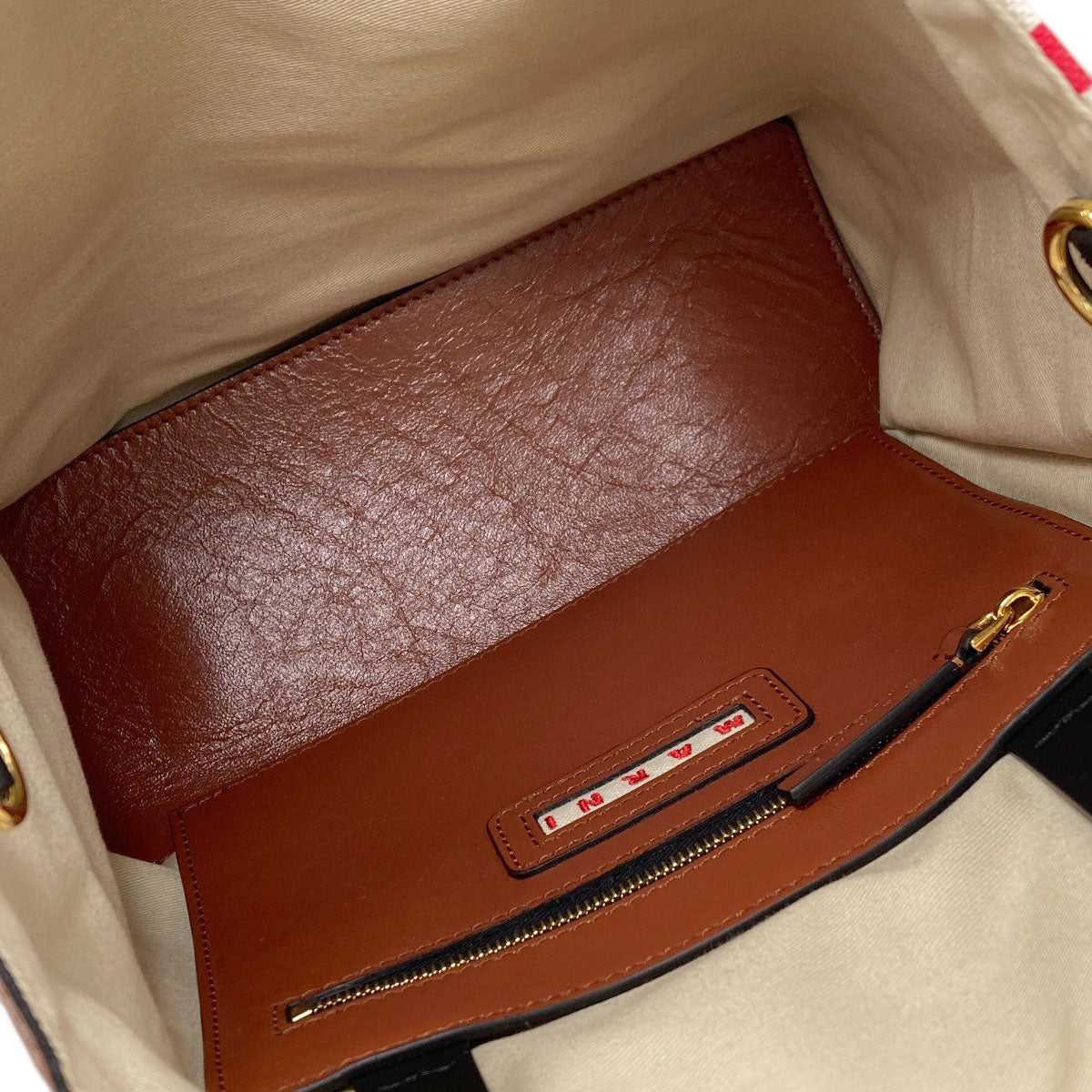 MARNI マルニ ストライプ 2WAY トートバッグ キャンバス レディース 中古