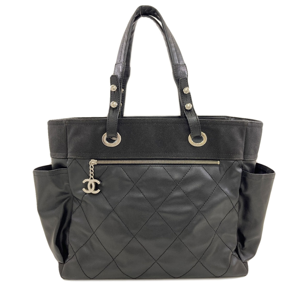 CHANEL シャネル パリビアリッツGM シルバー金具 トートバッグ カーフ レディース 中古