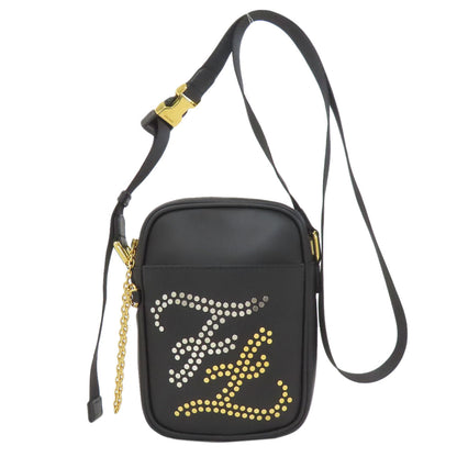 FENDI フェンディ カリグラフィ スタッズ ショルダーバッグ レザー レディース 中古