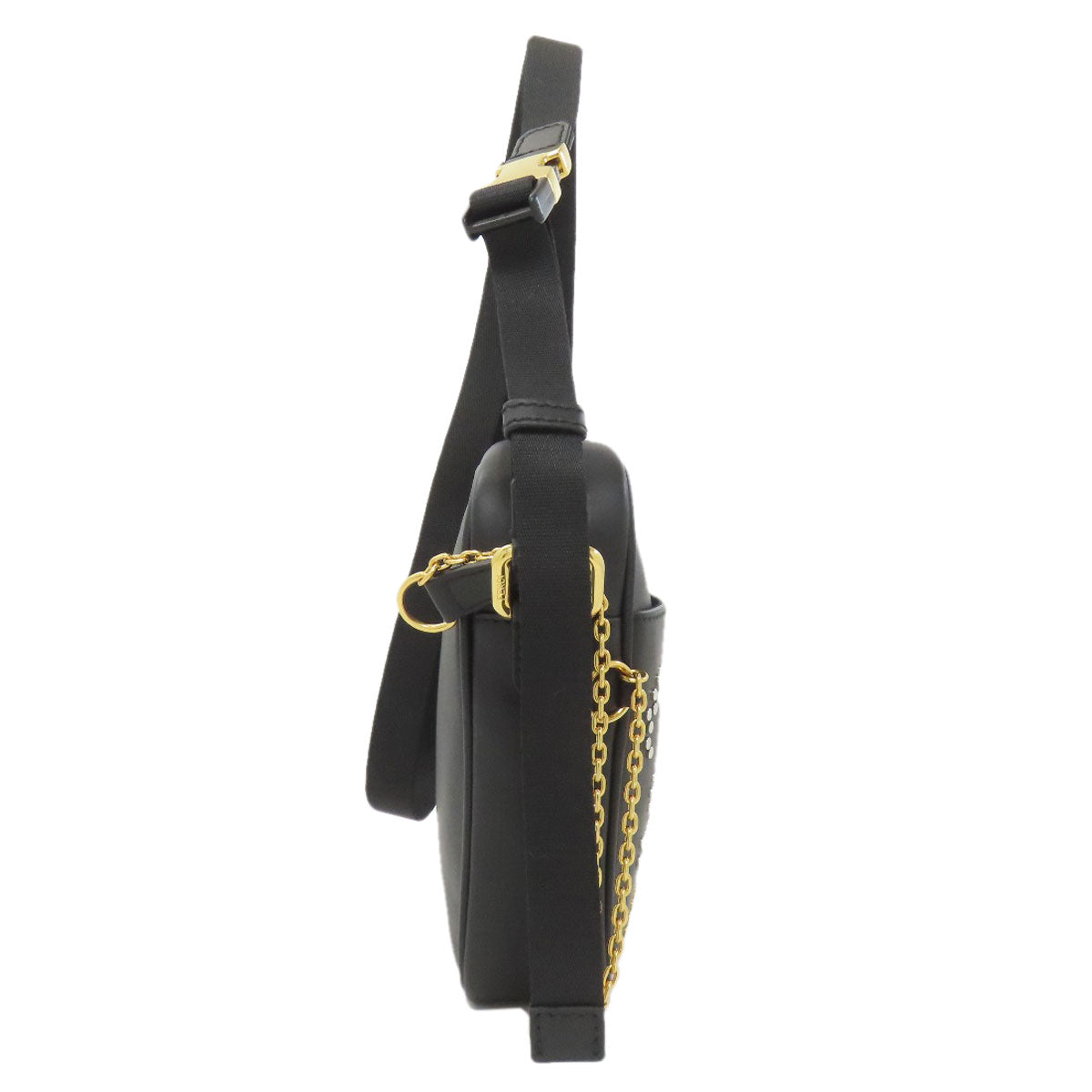 FENDI フェンディ カリグラフィ スタッズ ショルダーバッグ レザー レディース 中古