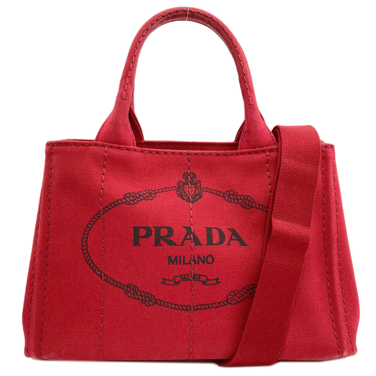 PRADA プラダ カナパミニ 2WAY ハンドバッグ キャンバス レディース 中古