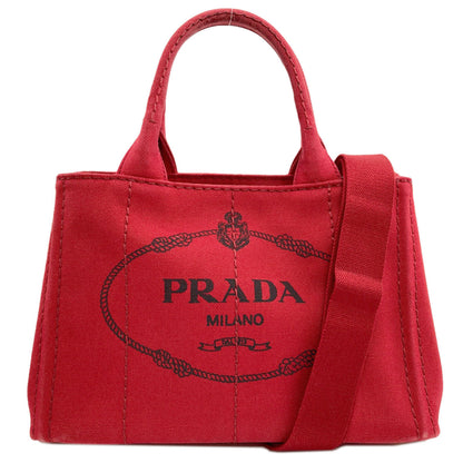 PRADA プラダ カナパミニ 2WAY ハンドバッグ キャンバス レディース 中古