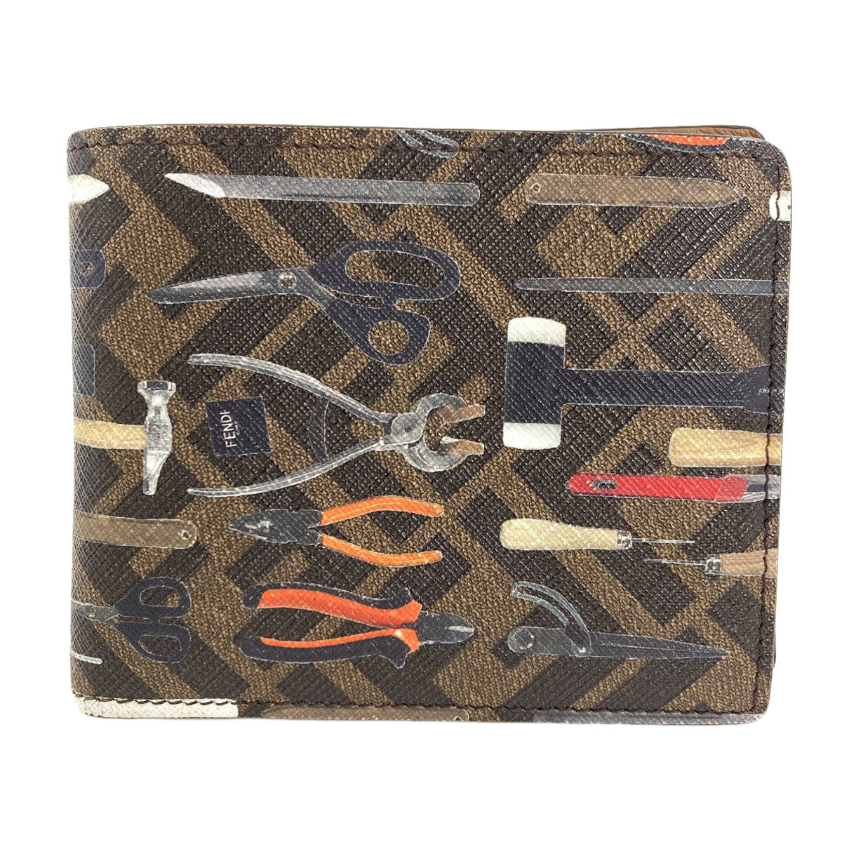 FENDI フェンディ ズッカ柄 ツールプリント 二つ折り財布（小銭入れあり） PVC レディース 中古