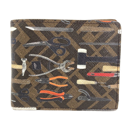 FENDI フェンディ ズッカ柄 ツールプリント 二つ折り財布（小銭入れあり） PVC レディース 中古