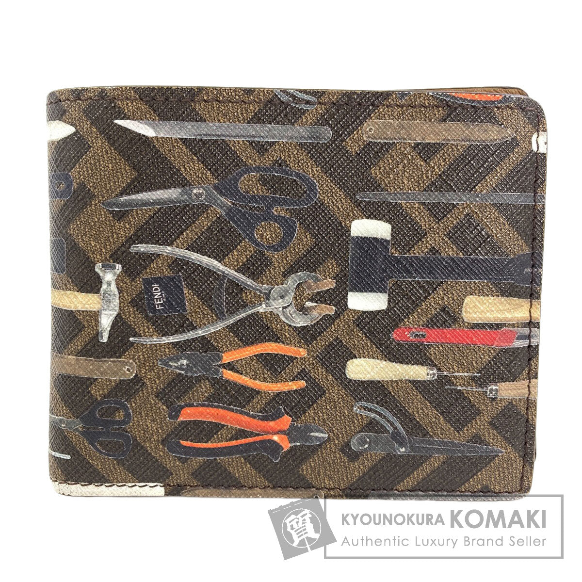 FENDI フェンディ ズッカ柄 ツールプリント 二つ折り財布（小銭入れあり） PVC レディース 中古