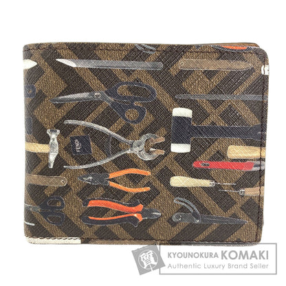 FENDI フェンディ ズッカ柄 ツールプリント 二つ折り財布（小銭入れあり） PVC レディース 中古