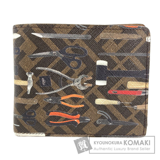 FENDI フェンディ ズッカ柄 ツールプリント 二つ折り財布（小銭入れあり） PVC レディース 中古