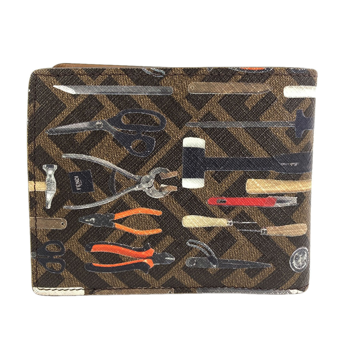 FENDI フェンディ ズッカ柄 ツールプリント 二つ折り財布（小銭入れあり） PVC レディース 中古