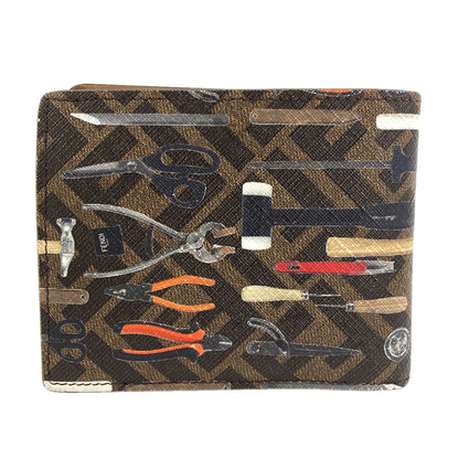FENDI フェンディ ズッカ柄 ツールプリント 二つ折り財布（小銭入れあり） PVC レディース 中古