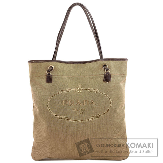 PRADA プラダ ロゴ ジャガード トートバッグ キャンバス レディース 中古