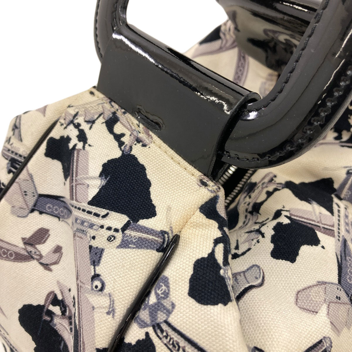CHANEL シャネル エアライン 飛行機柄 ハンドバッグ キャンバス レディース 中古