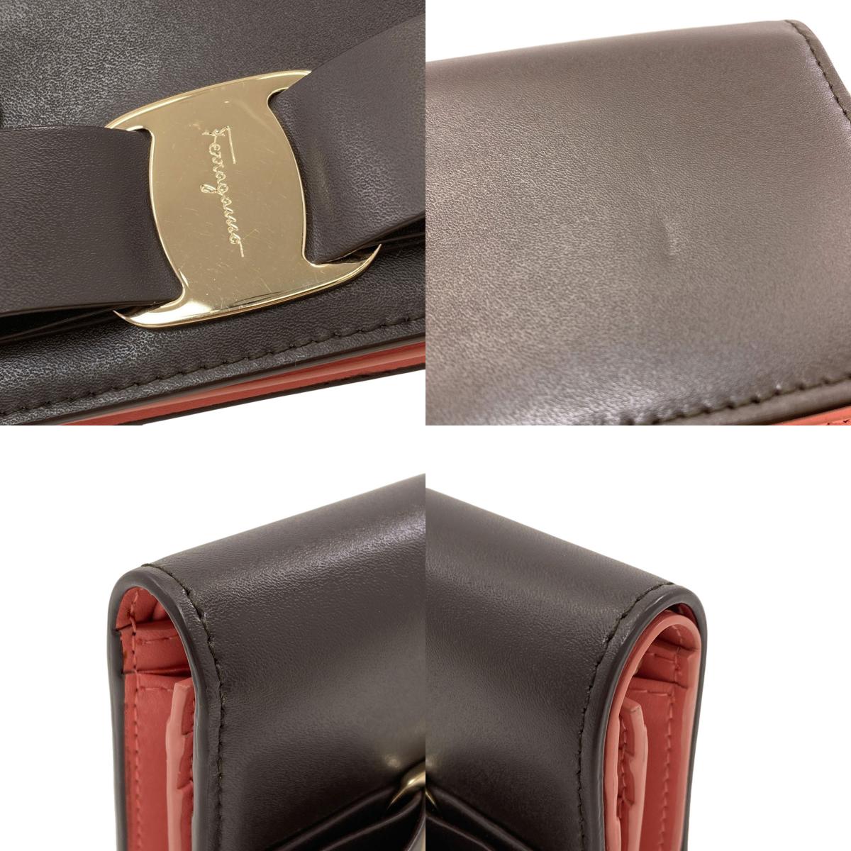 Salvatore Ferragamo サルヴァトーレフェラガモ ヴァラリボン 二つ折り財布（小銭入れあり） レザー レディース 中古