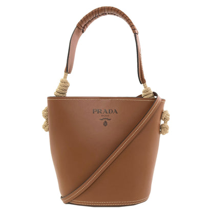 PRADA プラダ 1BE050 タンブール バケット ショルダーバッグ カーフ レディース 中古