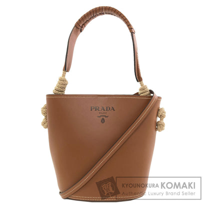 PRADA プラダ 1BE050 タンブール バケット ショルダーバッグ カーフ レディース 中古