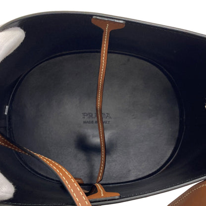 PRADA プラダ 1BE050 タンブール バケット ショルダーバッグ カーフ レディース 中古