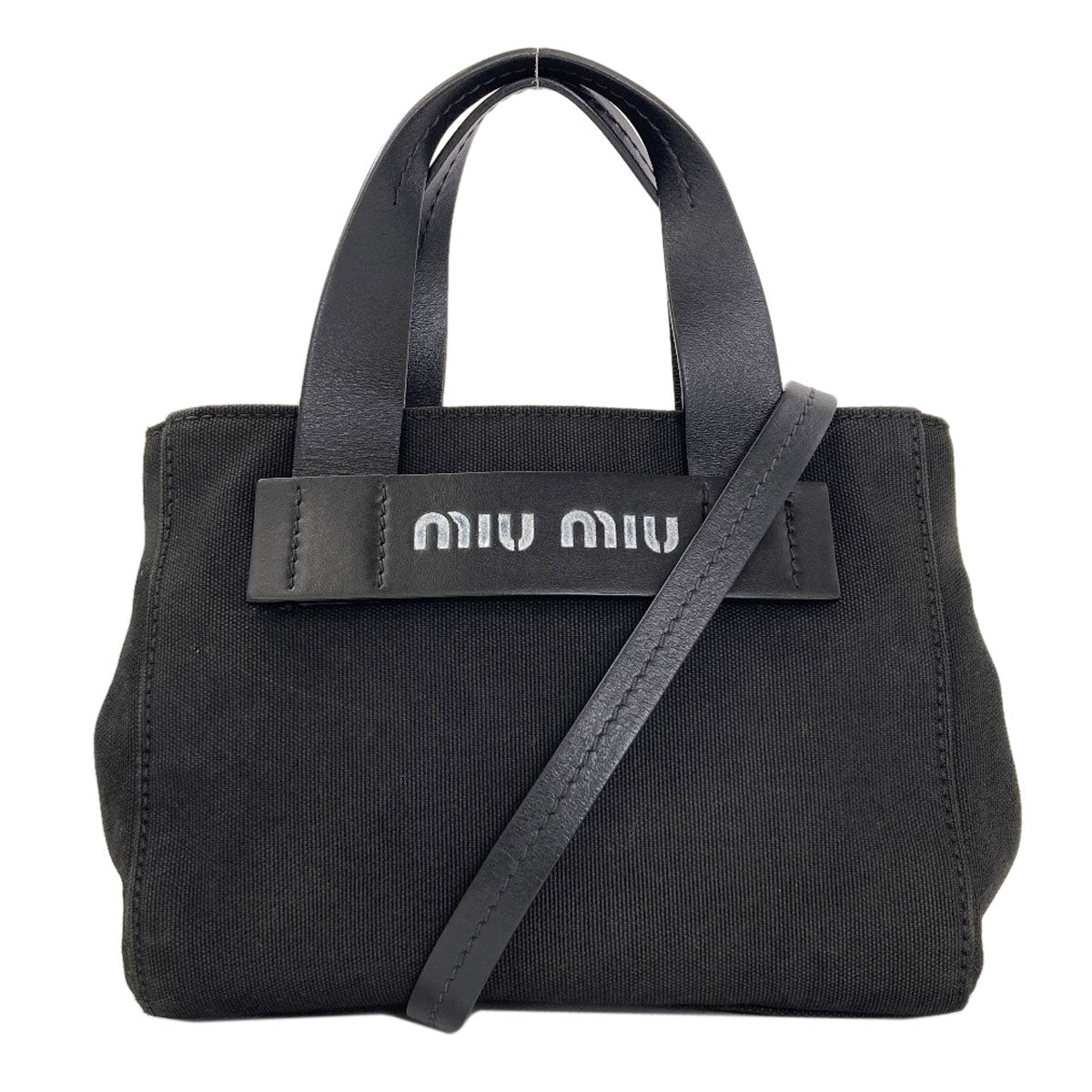 MIUMIU ミュウミュウ 2WAY ハンドバッグ キャンバス レディース 中古