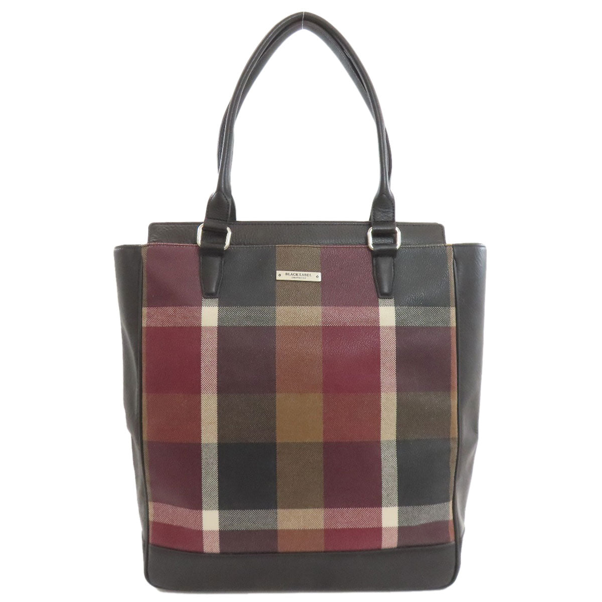BURBERRY バーバリー チェック柄 トートバッグ レザー レディース 中古