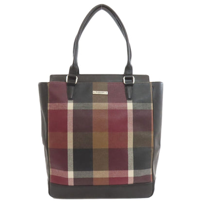 BURBERRY バーバリー チェック柄 トートバッグ レザー レディース 中古