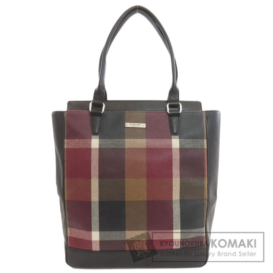 BURBERRY バーバリー チェック柄 トートバッグ レザー レディース 中古