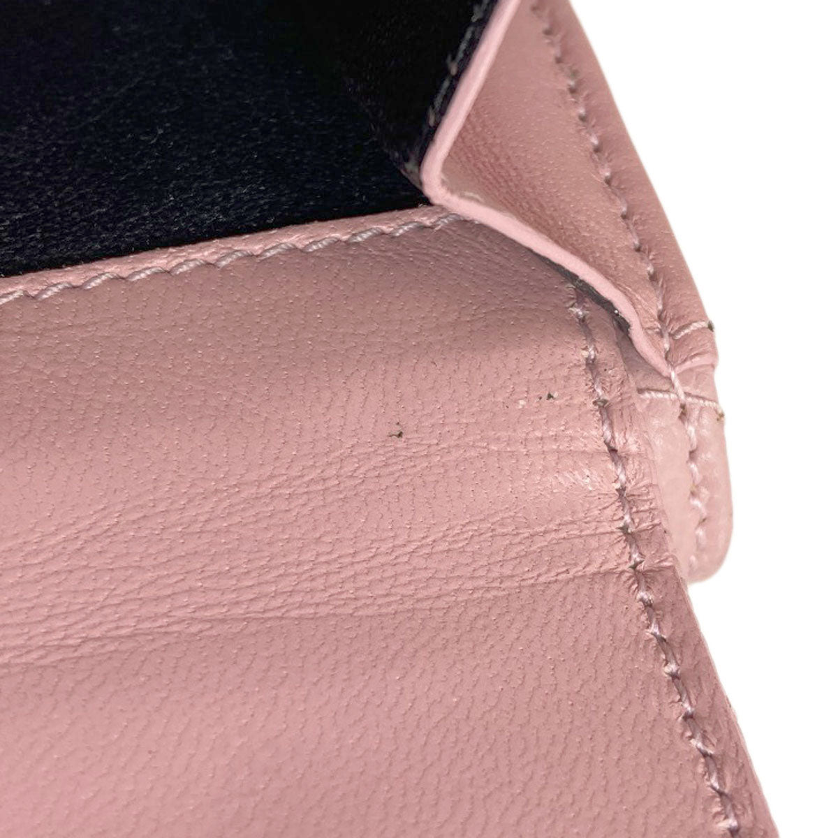 YVES SAINT LAURENT イヴ・サンローラン Vステッチ コンパクトウォレット 二つ折り財布（小銭入れあり） カーフ レディース 中古